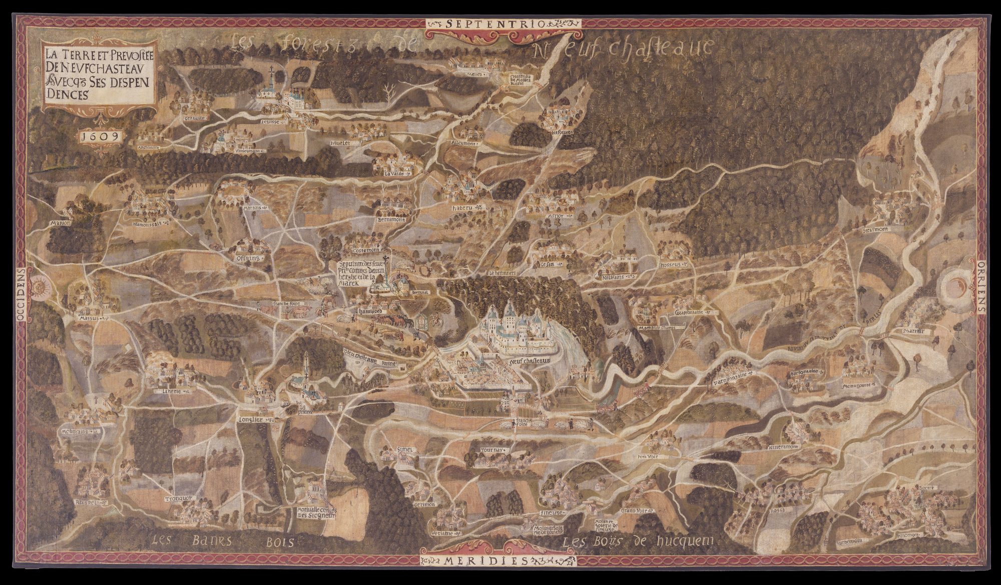 La carte de la terre et prévôté de Neufchâteau, peinte en 1609